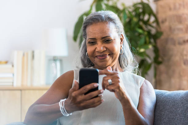 A senior woman using a smartphone