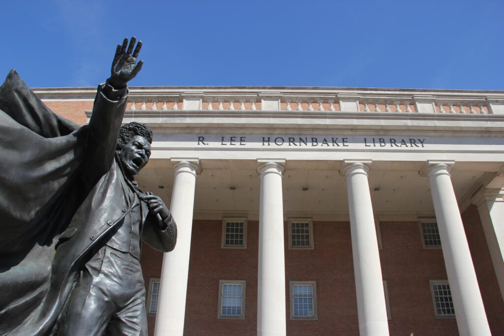 The outside of Hornbake Library